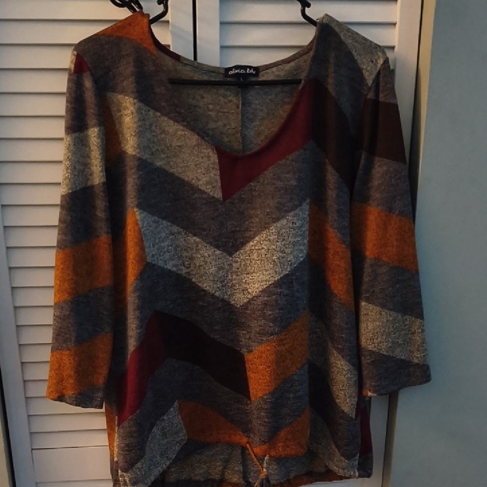 Chic Boho Multicolor Chevron Top